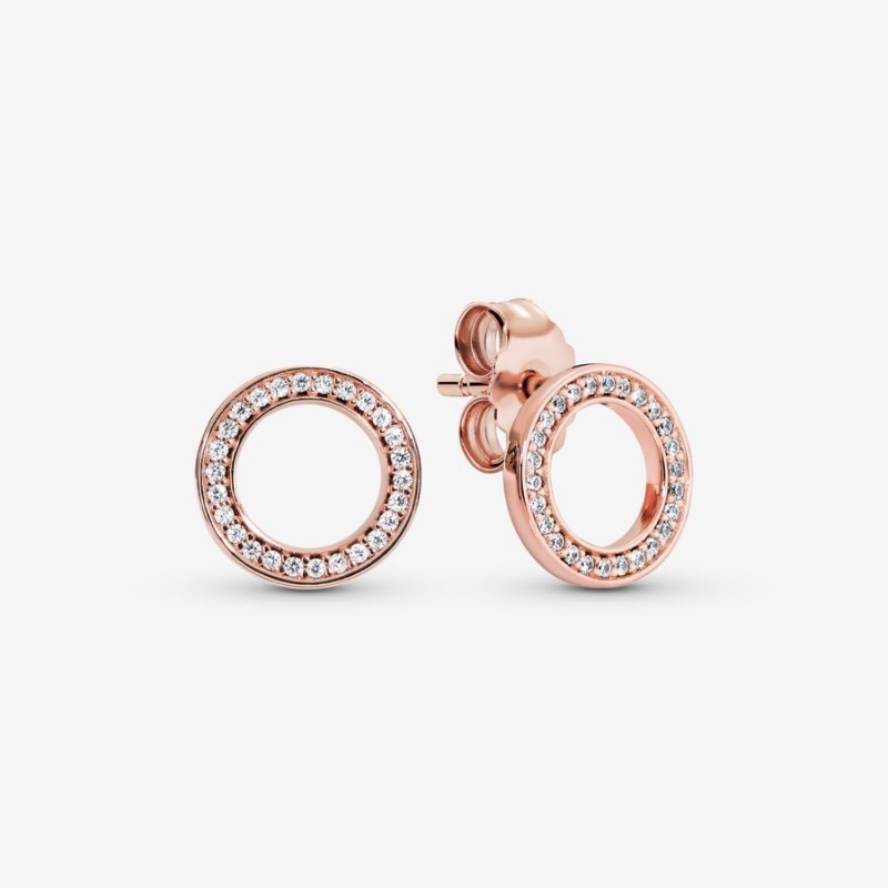 Pandora Sparkling Circles Ohrstecker Rosa Gold | 0265371-KF