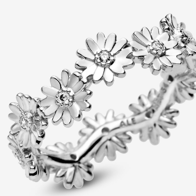 Pandora Sparkling Daisy Flower Crown Band Silber | ERS-286071