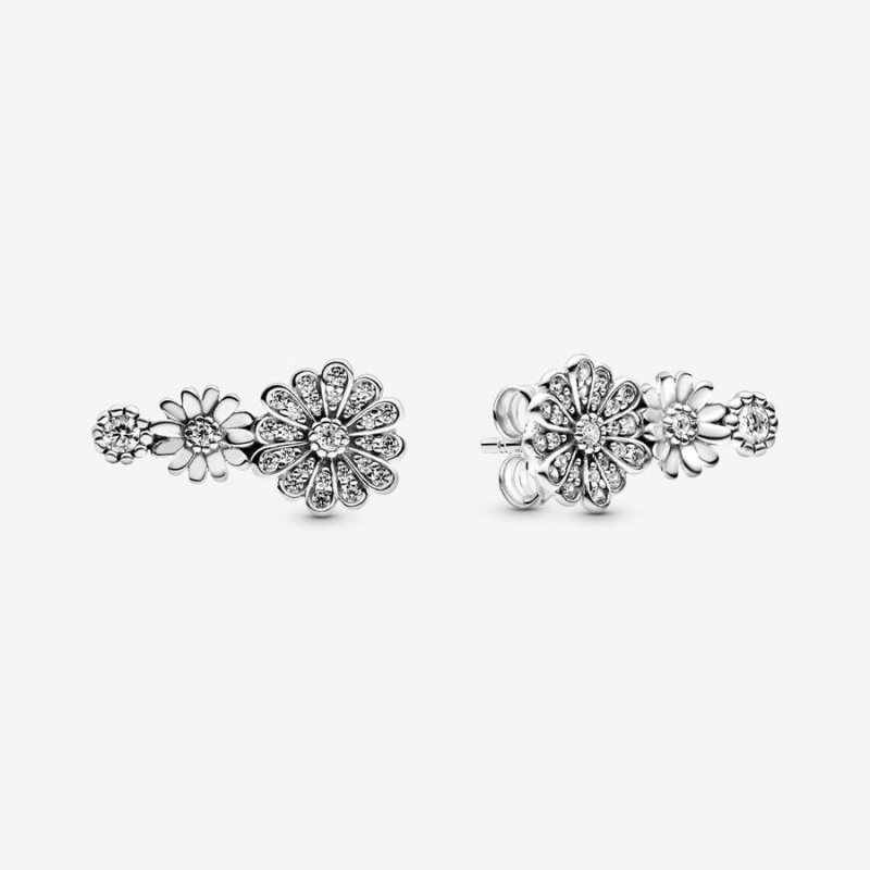 Pandora Sparkling Daisy Flower Trios Ohrstecker Silber | 6139207-MU
