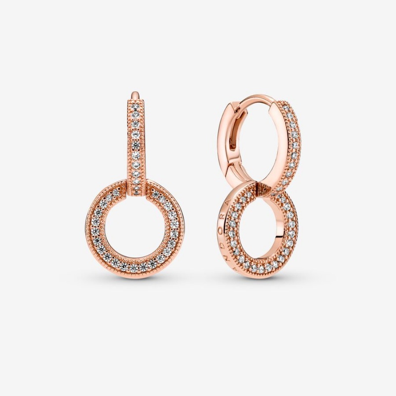 Pandora Sparkling Double Creolen Rosa Gold | 3840521-JC
