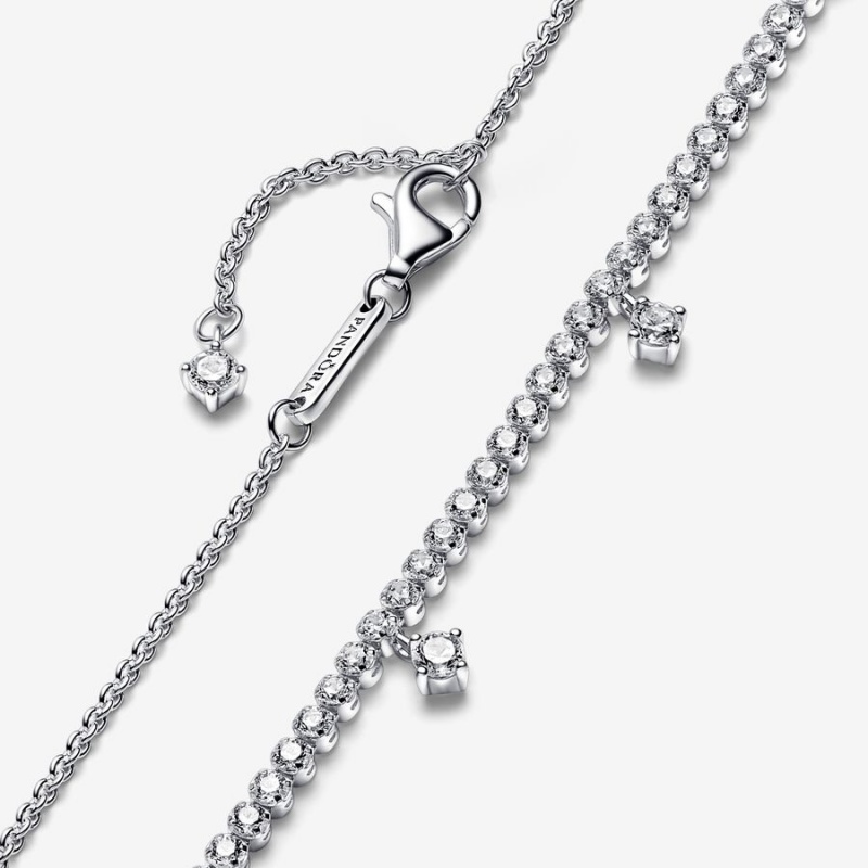 Pandora Sparkling Drop Collier Halsketten Silber | 7368901-MR