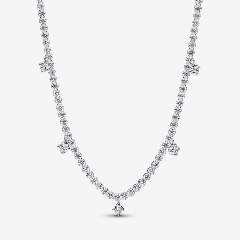 Pandora Sparkling Drop Collier Halsketten Silber | 7368901-MR