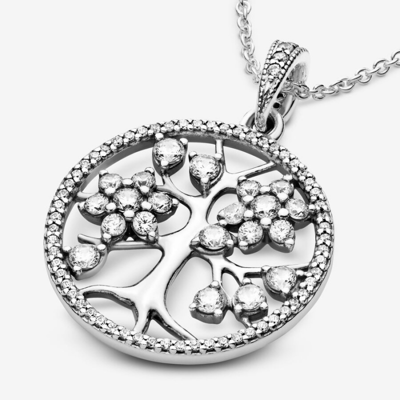Pandora Sparkling Family Tree Halsketten Silber | 8105396-CZ