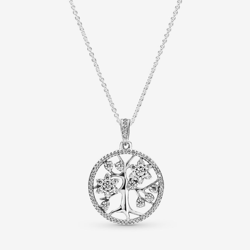 Pandora Sparkling Family Tree Halsketten Silber | 8105396-CZ
