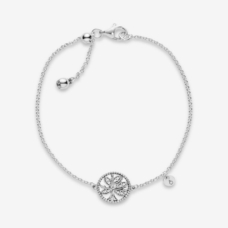 Pandora Sparkling Family Tree Slider Kette Silber | 5614320-CF