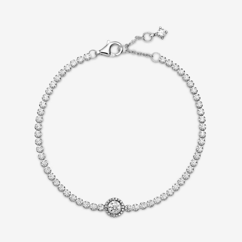 Pandora Sparkling Halo Tennis Nicht-charme Silber | 6432517-IY