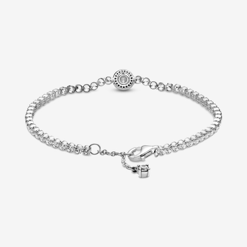 Pandora Sparkling Halo Tennis Nicht-charme Silber | 6432517-IY