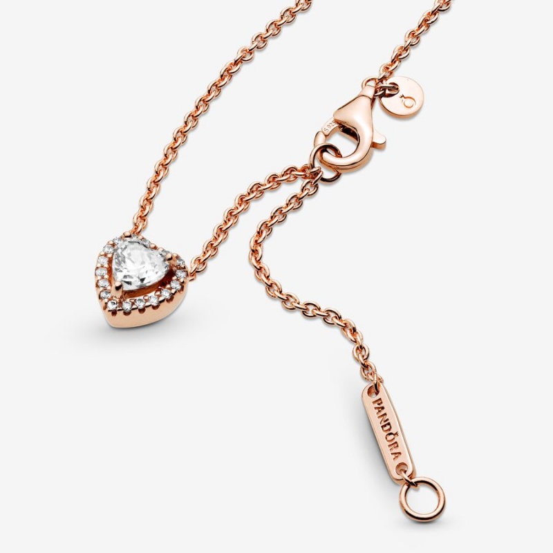 Pandora Sparkling Heart Collier Kette mit Anhänger Rosa Gold | 8965023-DJ