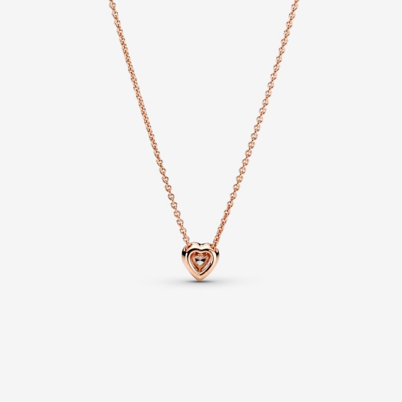 Pandora Sparkling Heart Collier Kette mit Anhänger Rosa Gold | 8965023-DJ