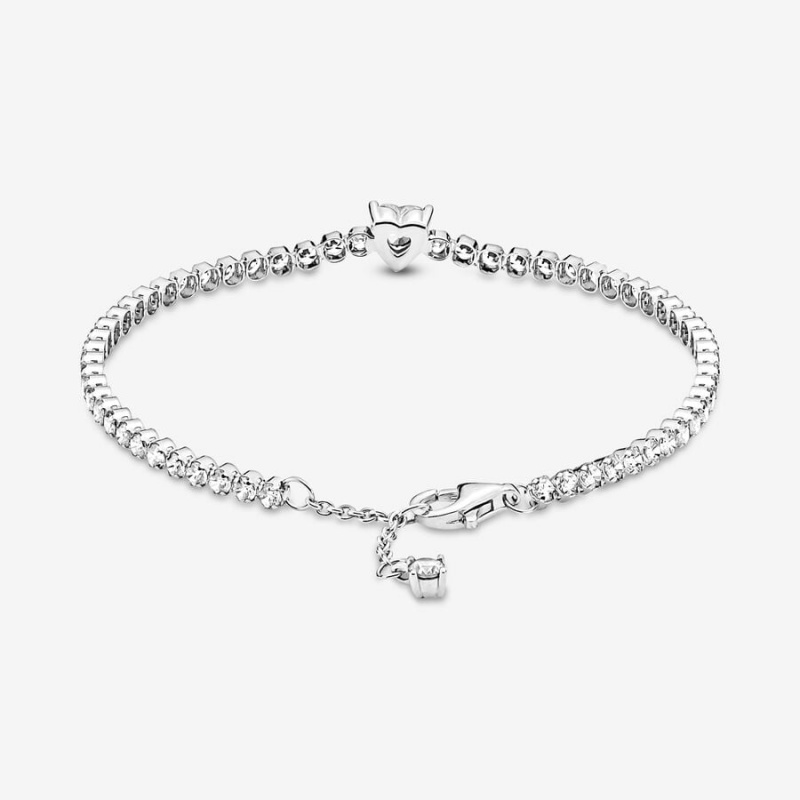Pandora Sparkling Heart Tennis Kette Silber | 4759630-LN