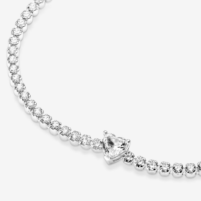 Pandora Sparkling Heart Tennis Kette Silber | 4759630-LN