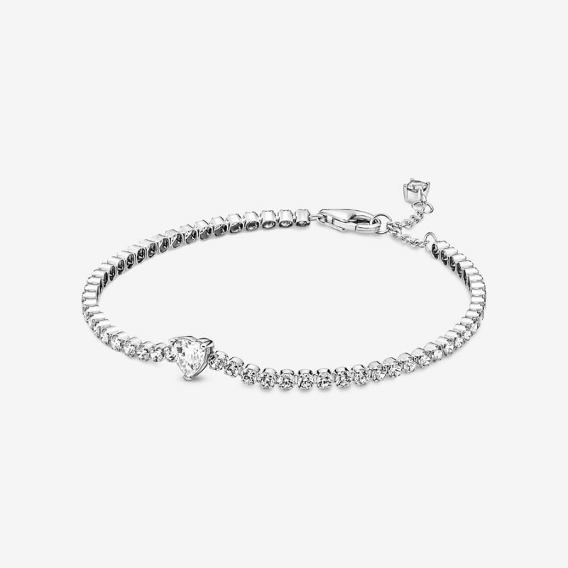 Pandora Sparkling Heart Tennis Kette Silber | 4759630-LN