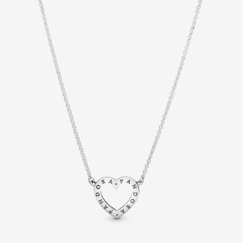 Pandora Sparkling Open Heart Halsketten Silber | 0879163-TA