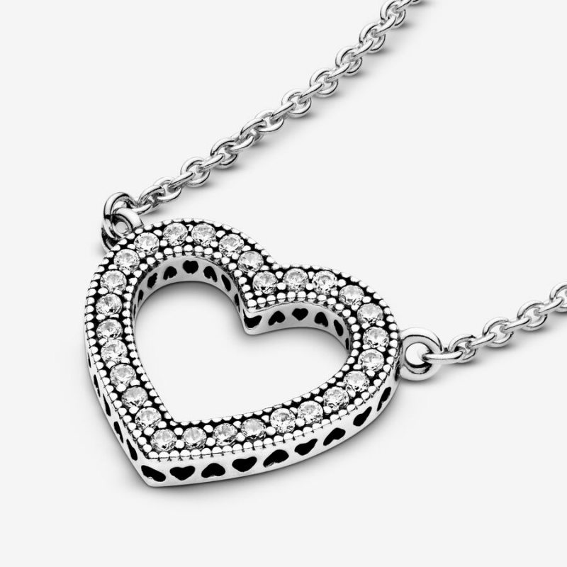 Pandora Sparkling Open Heart Halsketten Silber | 0879163-TA