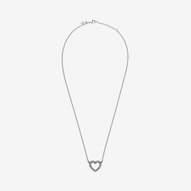 Pandora Sparkling Open Heart Halsketten Silber | 0879163-TA
