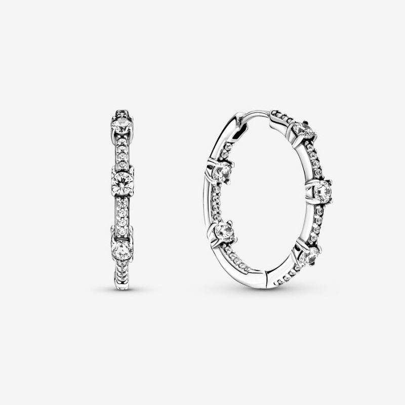 Pandora Sparkling Pavé Bars Creolen Silber | 8310542-RX