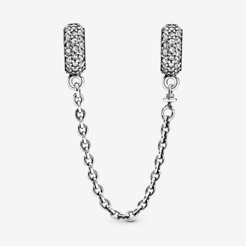 Pandora Sparkling Pavé Sicherheits Safety Chains Silber | 2984306-OX