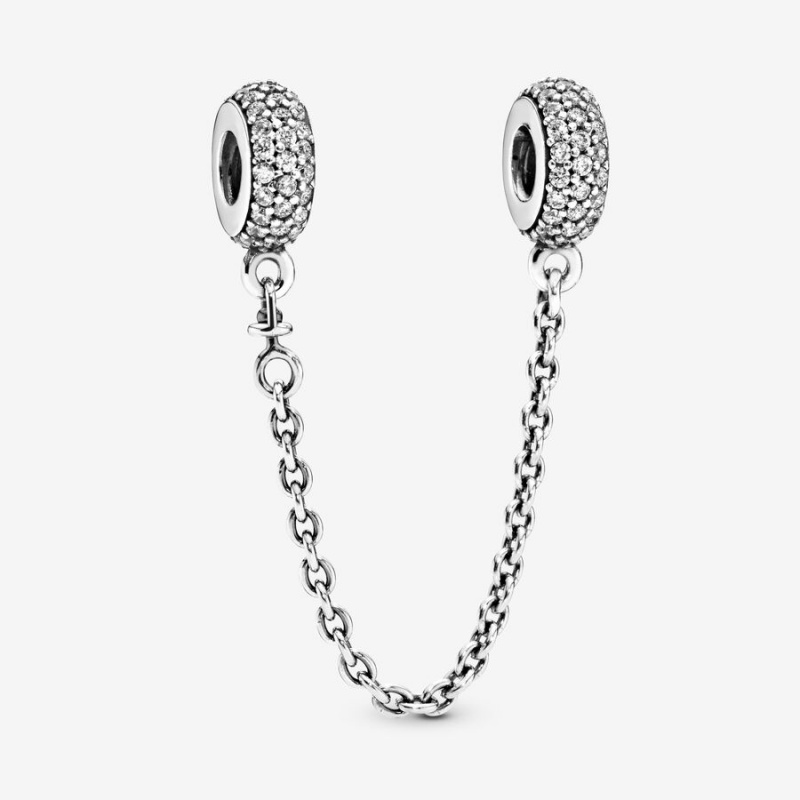 Pandora Sparkling Pavé Sicherheits Safety Chains Silber | 2984306-OX