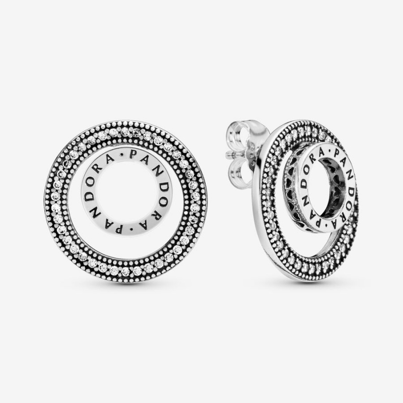 Pandora Sparkling Pave Circle Jewelry Gift Set Halsketten- Und Ohrring-sets Silber | PFX-906358