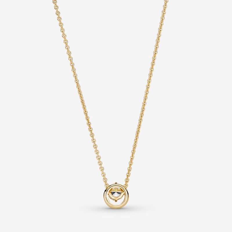 Pandora Sparkling Round Halo Collier Kette mit Anhänger Gold | 4716982-BU