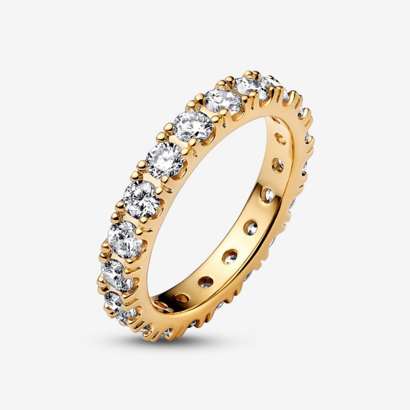 Pandora Sparkling Row Eternity Band Gold | OEC-907134