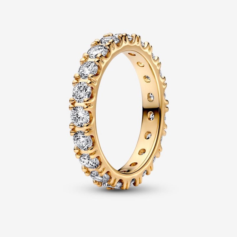 Pandora Sparkling Row Eternity Band Gold | OEC-907134