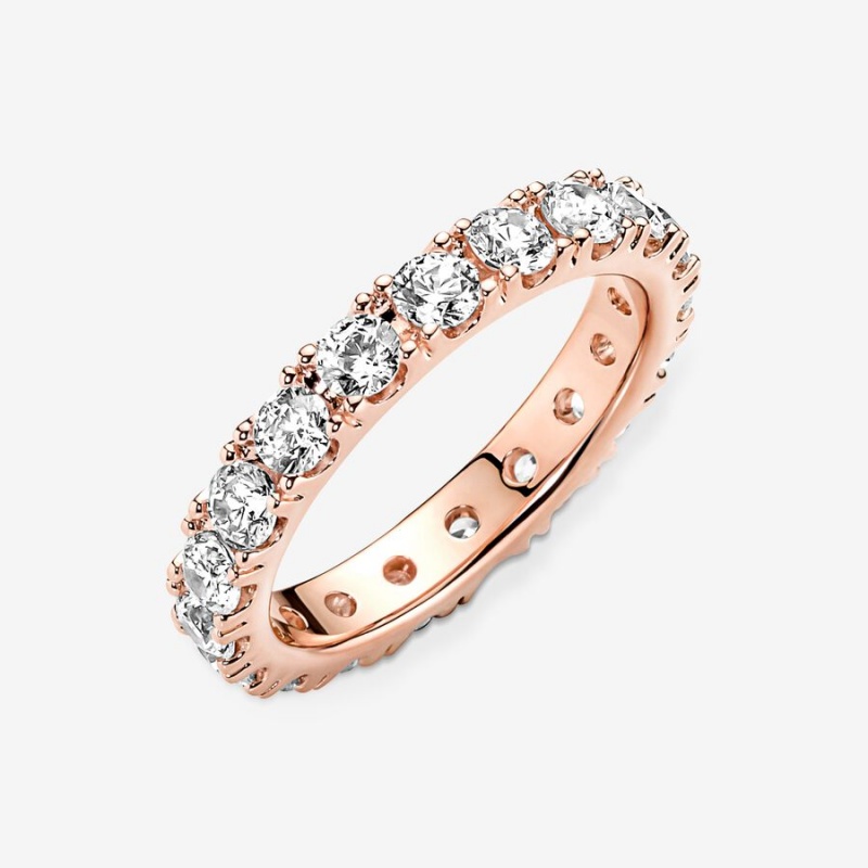 Pandora Sparkling Row Eternity Band Rosa Gold | LWK-920845