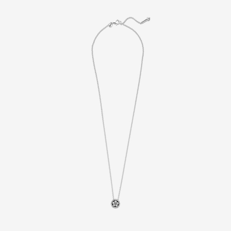 Pandora Sparkling Snowflake Collier Kette mit Anhänger Silber | YKQ-791026
