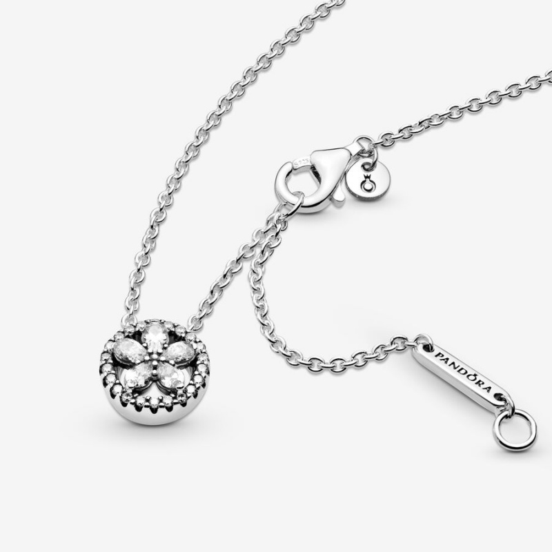 Pandora Sparkling Snowflake Collier Kette mit Anhänger Silber | YKQ-791026