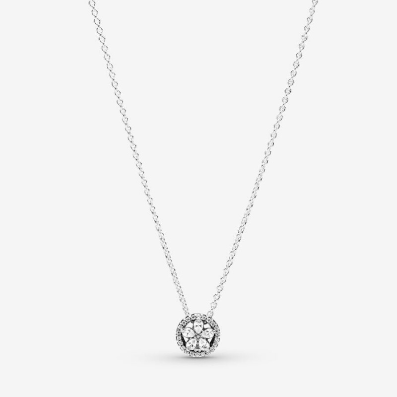 Pandora Sparkling Snowflake Collier Kette mit Anhänger Silber | YKQ-791026