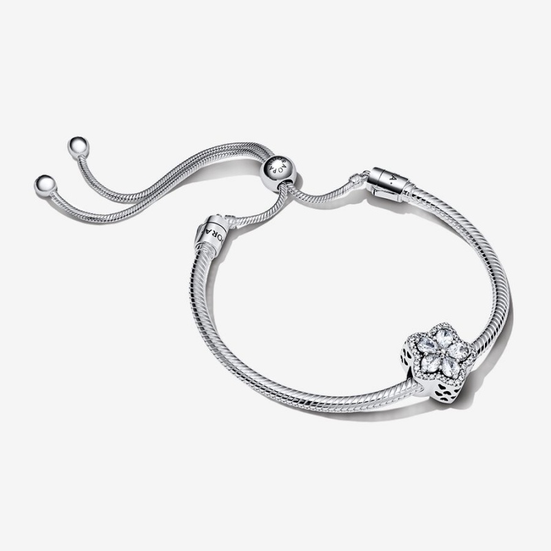 Pandora Sparkling Snowflake Sliding Set Charm Holders Silber | 2690814-LD