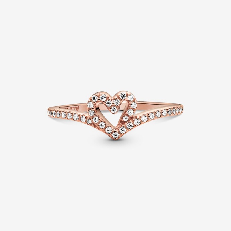 Pandora Sparkling Wishbone Herz Rosa Gold | PSK-420859