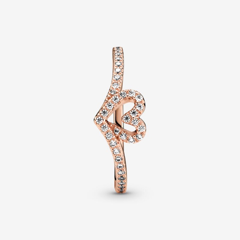 Pandora Sparkling Wishbone Herz Rosa Gold | PSK-420859