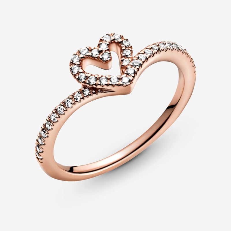 Pandora Sparkling Wishbone Herz Rosa Gold | PSK-420859