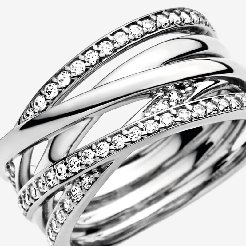 Pandora Sparkling & Polished Lines Band Silber | VMZ-584973
