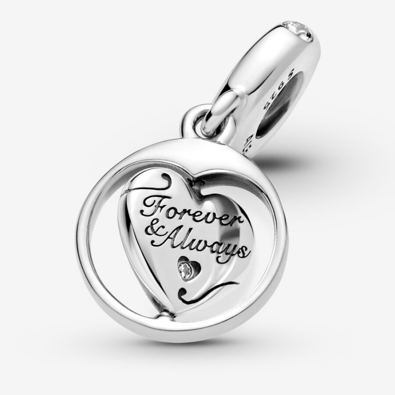 Pandora Spinning Forever & Always Soulmate Dangle Charm mit Anhänger Silber | 0723145-ZQ