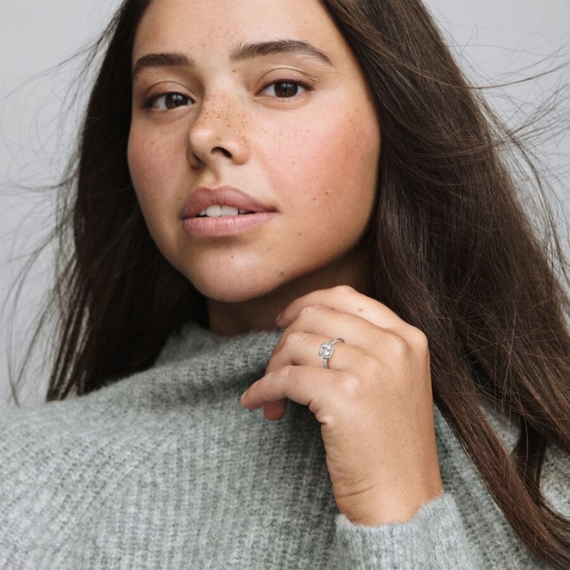 Pandora Square Halo Silber | ISL-701236