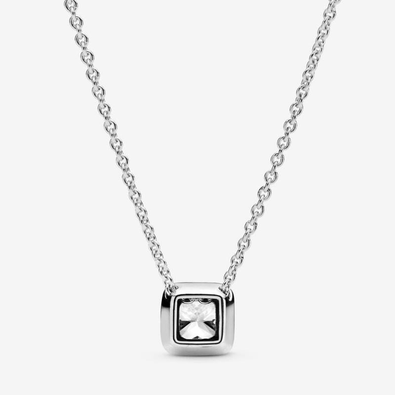 Pandora Square Sparkle Halo Halsketten Silber | 2576098-EC